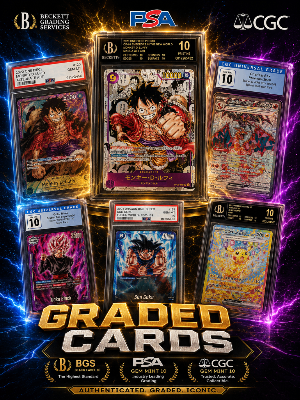 PSA, Beckett, and CGC graded trading cards